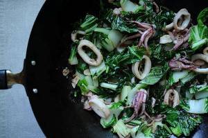 Squid with greens