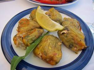 Stuffed courgette flowers