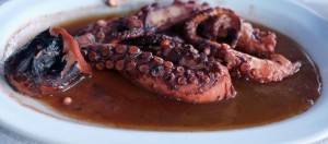 Octopus cooked in wine