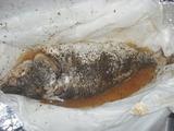 Fish roasted on greaseproof paper