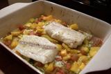 Roast cod with wild leeks