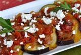 Stewed eggplants with fèta cheese